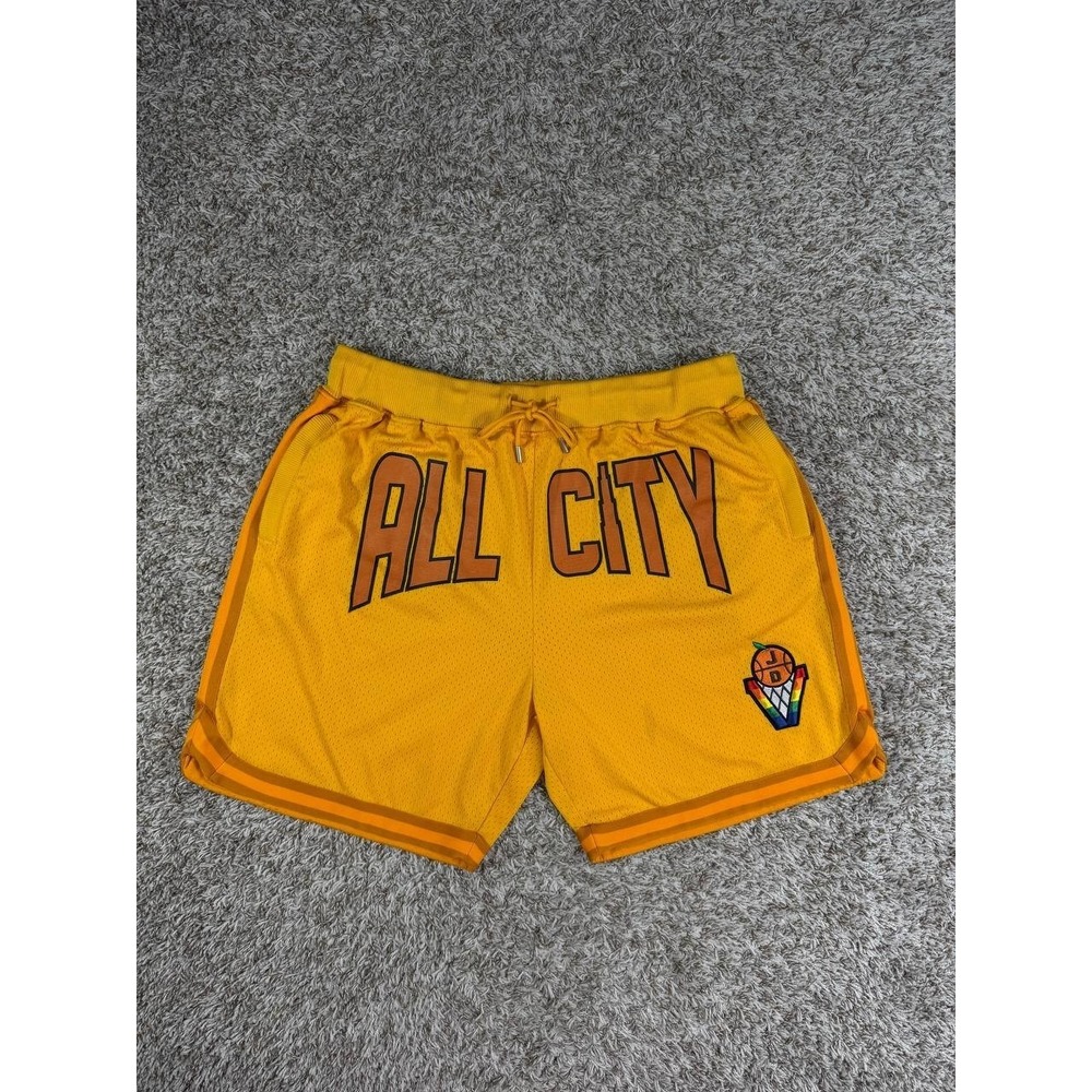 All City by Just Don Hardwood Yellow Basketball Shorts Men's Size 2XL